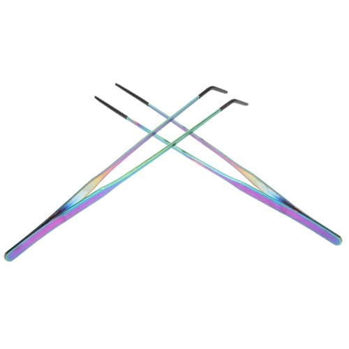 2pcs Aquarium Tweezers: Stainless Steel Straight And Curved Tweezers Set - Long Handle Reptile Feeding Tongs For Lizards Spider Snake