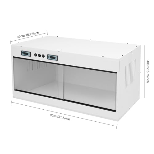 PVC Reptile Tank Enclosure, 31.5*15.75*15.75in Wooden Reptile Terrarium Front Opening Reptile Terrarium w/Glass Sliding Door & Intelligent Thermostat for Ball Python Snake Gecko Bearded (White, Clear) - color: White, Clear