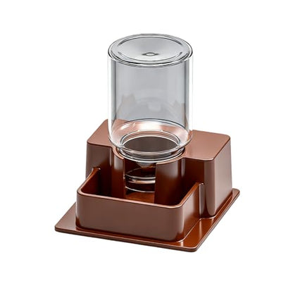 Reptile Automatic Dish - Automatic Reptile Feeder, Crab Water Dispenser | ABS, Bearded Dragon Water Bowl Food Container for Lizard Chameleon Snake Frog Hermit Crab Amphibian Habitat - color: Brown