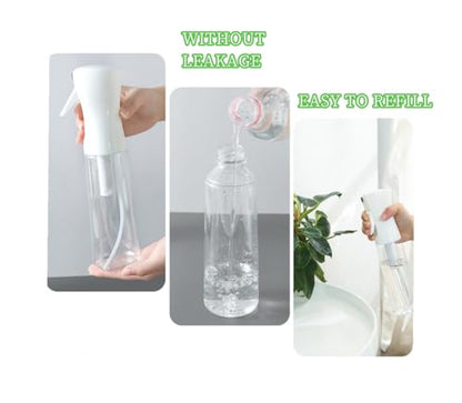 Misto Continuous Spray Bottle with Ultra Fine Mist - 10.1oz/300ml for Hair, Home Cleaning, Salons, Plants, Aromatherapy, and More - Hair Spray Bottle, Barber Accessories (2 Pack) (white) - color: white
