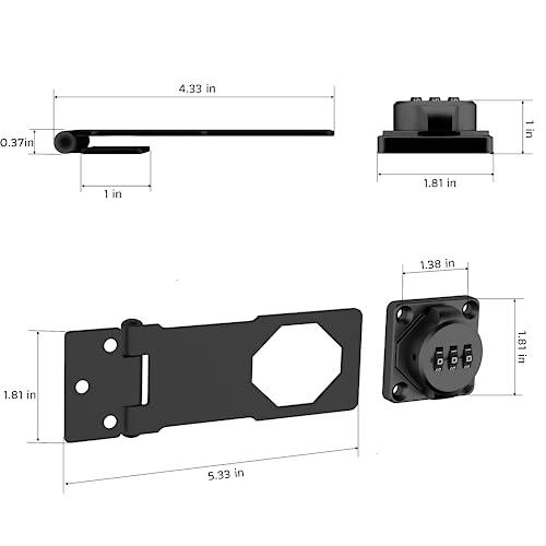 3-Digit Combination Lock, Black, Keyless, Zinc Alloy, Cabinet Door Latch, Easy DIY Installation, Wide Range of Uses - color: Black