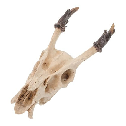 ABOOFAN Reptile Terrarium Skull Hideout Resin Deer Skull Decoration Medium Size Turtle Tank Accessory Snake Habitat Shelter for Lizards Geckos Amphibians