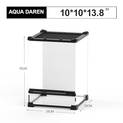 Reptile Tall Glass Terrarium Rainforest Habitat Single Door with Screen Ventilation,Small Reptile Terrarium for Spiders, Tarantulas, Snail, Mantis, Lizard (10 * 10 * 13.8 inch) - size: 10*10*13.8 inch