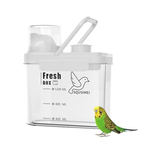 1.7 Qt/1.6 L Bird Seed Storage Container with Lids Airtight Measuring Cup, Bird Seed Dispenser Pet Food Container Are Used to Store Bird Food, Chicken Feed BPA Free (1.6L, White) - color: 1.6L,/White