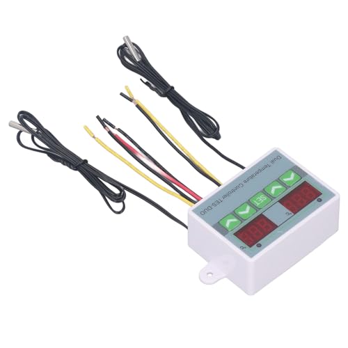 Dual Temperature Controller Digital Thermostat Precision Machined for Reptile Keeping and Refrigerators ABS Material (DC12V) - size: DC12V