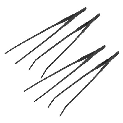 4pcs Stainless Steel Aquarium Tweezers: 27cm Fish Tank Tongs Tool - Long Handle With Curved And Straight Tip - Stable Grabber Aquatic Plants/reptile Feeding