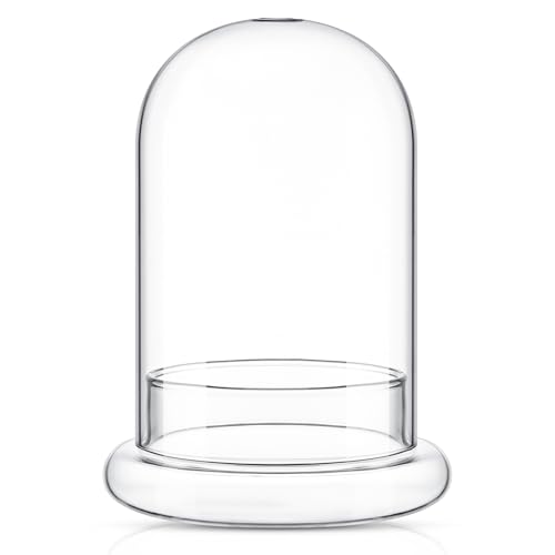 1 PC 5.9 x 7.9 Inch Glass Terrarium Dome Cloche with Air Hole & Glass Base, Clear Terrarium Containers Ventilated Plant Humidity Dome for Carnivorous Plants Orchids Tropical Cuttings, No Leakage - size: 5.9 x 7.9 Inch