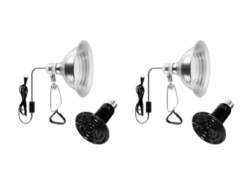 Simple Deluxe 150W Ceramic Reptile Heat Lamp Bulb & 150W Clamp Light with 8.5" Aluminum Reflector Combo for Amphibian Pets, 2 Pack, Silver 2024 Version - size: 150W, style: Bulb*2+Clamp Light*2