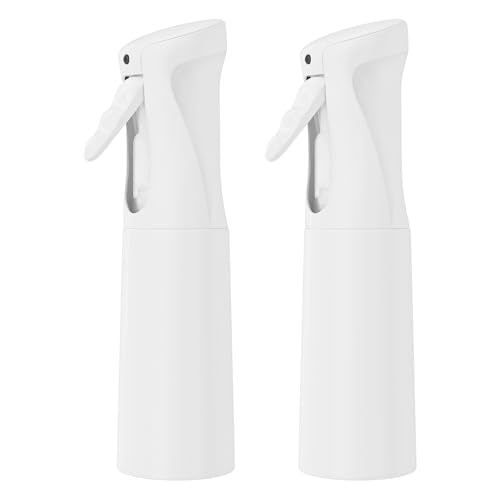 IMPORX Continuous Spray Bottle for Hair 2 Pack (10.1oz/300ml) Home Essentials Spray Bottles for Cleaning Empty Ultra Fine Water Mister Sprayer for Hairstyling Garden Plants Curly Hair Perfume, White - color: White