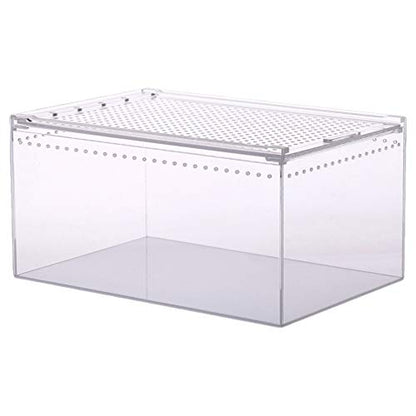 POPETPOP Reptile Breeding Box, Reptile Feeding Container Aquarium Breeding Tank Transparent Feeding Box Terrarium Habitat for Snake Turtle Lizards（7.86X5.89X3.93in）