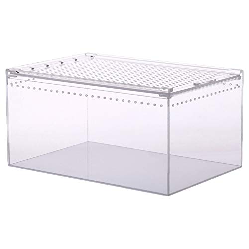 POPETPOP Reptile Breeding Box, Reptile Feeding Container Aquarium Breeding Tank Transparent Feeding Box Terrarium Habitat for Snake Turtle Lizards（7.86X5.89X3.93in）