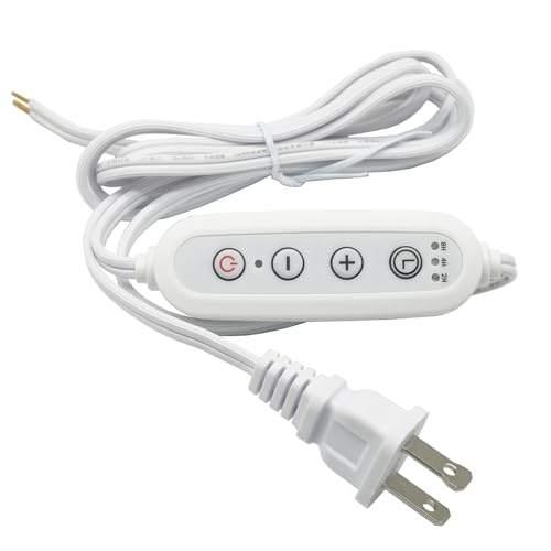 Lamp Cord with Dimmer, LED Timing Function，Dimmable & Timer 2/4/8Hrs, Dimmer for String Lights Max 360W,18 AWG 2 Prong Extension Cord for Indoor/Outdoor String Lights, Indoor Plants, Floor Lamp - color: White