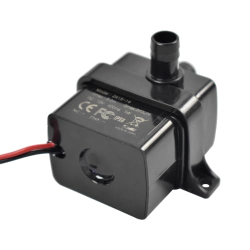 CONQUERALL Mini Submersible Pump with 3.3ft Tubing DC 12V 63GPH 9.8ft 5W Submersible Pump for Tabletop Fountains - color: 12v 5w 240l/H 3m Head Dual Wire