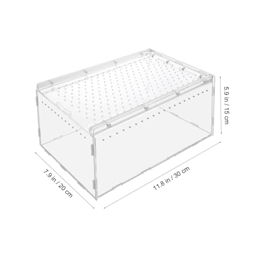 POPETPOP Acrylic Reptile Terrarium Habitat for Spiders, Snakes, Lizards, Geckos, Hermit Crabs, Turtles, 11.81x7.87x5.91in