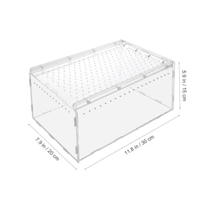 POPETPOP Acrylic Reptile Terrarium Habitat for Spiders, Snakes, Lizards, Geckos, Hermit Crabs, Turtles, 11.81x7.87x5.91in