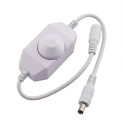 1pc DC 12V 24V LED Strip Dimmer Switch with DC Female Male Adapter Single Color Mini LED Lamp Lighting Accessories Brightness Adjustable Controller Manual Knob Dimmer Switch White - color: White
