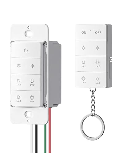 DEWENWILS Wireless Dimmer Switch with Remote Control, Electrical Light Switch, Tungsten 400W, Dimmable LED 150W, Adjustable Brightness Button, Needs Neutral Wire, No Hub Required, ETL Listed - size: Wireless Dimmer