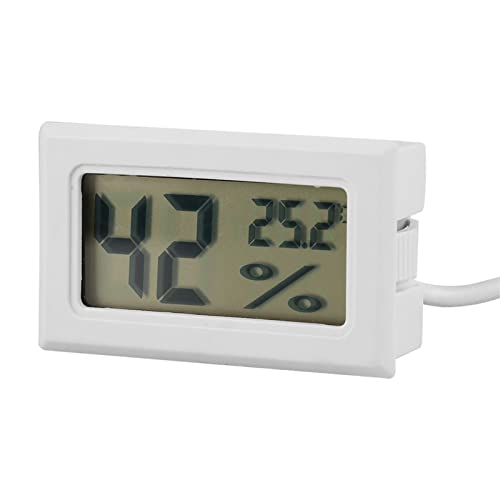 LCD Digital Temperature Humidity Display Thermometer Hygrometer, Integrated Thermometer Hygrometer with External Probe, for Reptile