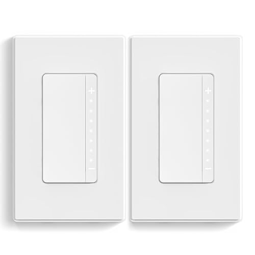 ELEGRP Dimmer Switch, Digital Dimmer Light Switch for LED Lights 150W, INC/HAL 450W, Single Pole LED Dimmer Switch, Needs Neutral Wire, Wall Plate Included, UL Listed, 2 Pack, Matte White - color: White, size: Single Pole