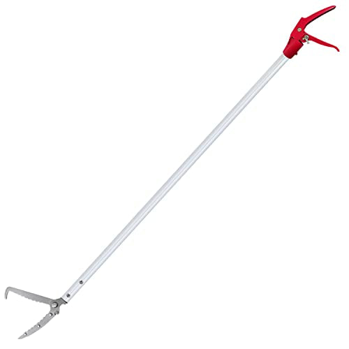3.7 FT Snake Grabber Long Handle with Hooks, Rattle Snake Catcher Tool, Professional Reptile Wide Jaw Tongs