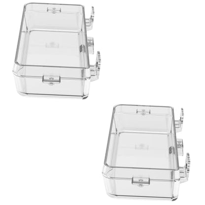 WOONEKY 2pcs Lizard Feeding Bowl Cup Transparent Wall-Mounted Reptile Feeder for Water and Food for Geckos Chameleons and Reptiles and Easy to Clean