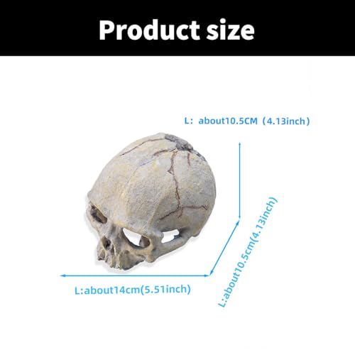 Skull Head Reptiles Hideouts Caves Resin Landscape Decoration Fishtanks Terrariums Accessories for Snake Bearded Dragon Resin Skull Head Decors for Aquariums