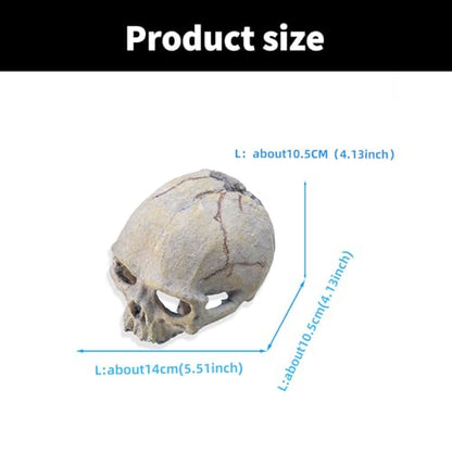 Skull Head Reptiles Hideouts Caves Resin Landscape Decoration Fishtanks Terrariums Accessories for Snake Bearded Dragon Resin Skull Head Decors for Aquariums