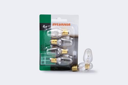Sylvania 4 Watt Night Light Bulbs 4 Pack - Incandescent C7 E12 Candelabra Base Night Light Bulb, Dimmable Small Mini Bulbs for Nightlights, 4W 120V Clear Warm White - color: Clear Finish