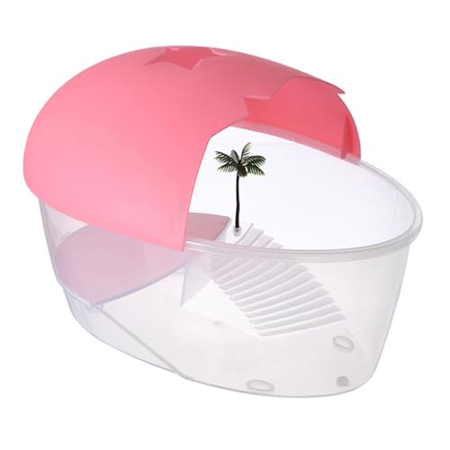 Turtle Tank Small Plastic Reptile Habitat Box with Basking Platform and Swimming .84X6.69X6.10 Inches Indoor Tortoise Terrarium for Amphibians and Small Pets