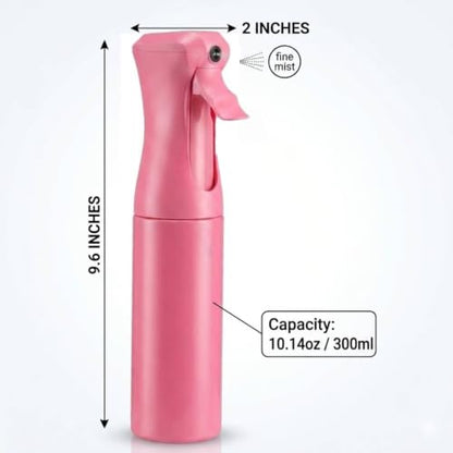 VIGOR PATH Continuous Spray Bottle for Hair – Fine Mist Mister for Hairstyling, Cleaning, Plants, Pets, Barbers, Salons, and Essential Oil Applications (300ml/10 oz) Pink - color: Pink - 10oz