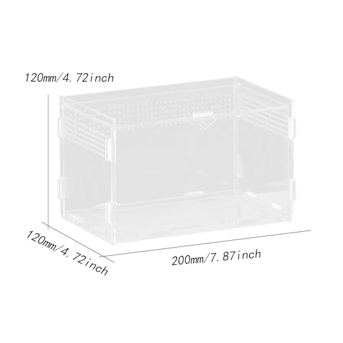 Reptile Breeding Box Terrarium Habitat Tank Transparent Acrylic Enclosure with Ventilation Holes for Snakes Frogs Turtles Geckos Small Animals- 20x12x12cm