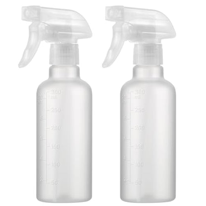 Leakproof Spray Bottles (2 Pack 10 oz), Adjustable Fine Mist & Jet Stream Nozzle, Premium BPA-Free Frosted Plastic Multi-Purpose for Hair, Plants, Cleaning (2 PACK FROSTED CLEAR) - color: 2 PACK FROSTED CLEAR