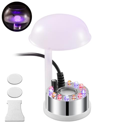 WINTS Mist Maker,12 LED Mister Fogger Water Fountain Pond Fog Machine Atomizer Air Humidifier, Fountain Mister Fogger with Splashing Guard Perfect for Fountain Pond Halloween (Sliver) - color: Sliver