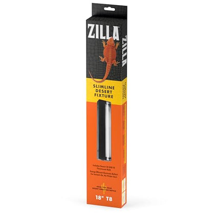 Zilla Reptile T8 Slimline Desert Pet Habitat Light Fixture with 15 Watt Fluorescent Bulb, 18 Inches,Black