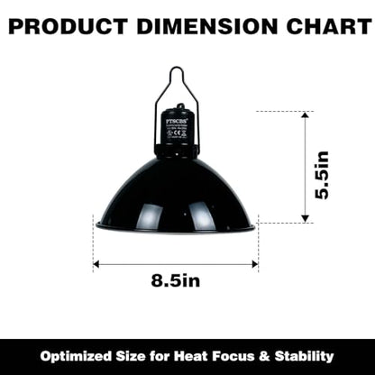 8.5-inch Standard lamp Dome for Reptile Heating Lamps, Object Heat Ceramic Heat emitters, up to 200W for Bearded Dragons Turtles Snakes and Lizards Lamps E26