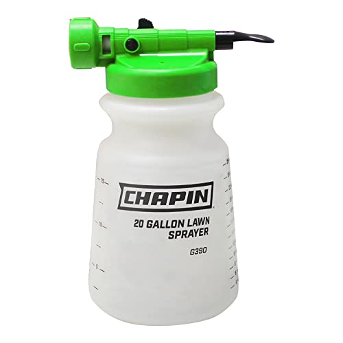 Chapin G390 Hose End Sprayer for Water Soluble Materials, 20 Gallon, 32 Ounce Tank, Finger Control and Backflow Prevention, for Spraying Lawns, Weeds, Insects, Fertilizers, Translucent White - size: 20-Gallon