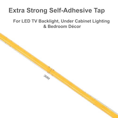 Ultra-Narrow 3mm USB-C COB LED Strip Lights Self-Adhesive, for Kitchen Cabinets, Bedroom, Gaming Desk (3000k Warm White, 5ft) - color: 3000k Warm white, size: 5ft