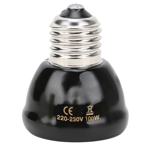 Kikumi E27 Ceramic Heating Lamp, 100 W Infrared Reptile Heat Lamp with Spiral Surface Design for Reptiles, High Humidity Environments, Long Life Up to