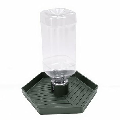 GLOGLOW Reptile Water Dispenser Automatic Gravity Feeder Tank Hex Anti Slip Tray, Low Level No Spill Design for Bearded Dragon Turtle Snake, Self Refilling Terrarium Bowl (Dark Green) - color: Dark Green