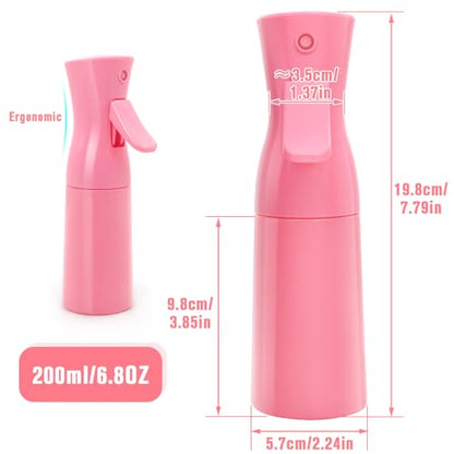 Empty Spray bottles, Spray Water Bottle Fine Mist Refillable, Continuous Spray Bottle for Hair, Skin Care, Planting, Showering Pets, Travel, Cleaning & Home (Pink 2Pack