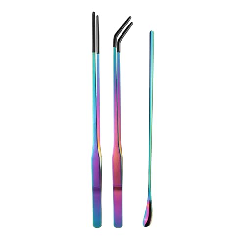 Reptiles Feeding Tongs Clamp Long Nonslip Coated Stainless Steel for Safe Pet Food Handling Pet Feeding - color: Feeding Spoon Color