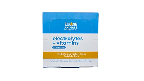 Strong Animals Electrolytes + Vitamins, Chicken Electrolytes for Water with Organic Thyme Essential Oil & Vitamins, Hydration & Nutrient Support for Backyard Flocks, 30 Single-Serve Packets
