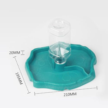Lizard Water Feeder and Turtle Food Bowl Automatic Water Dish with Reservoir Lake Blue Reptile Feeding Accessory for Bearded Dragon and Tortoise