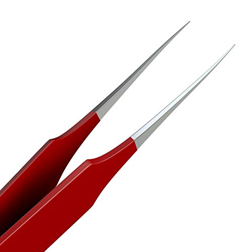 Ingrown Hair Tweezers | Pointed Tip | Red | 2 Pack | Precision Stainless Steel | Extra Sharp and Perfectly Aligned for Ingrown Hair Treatment & Splinter Removal For Men and Women | By Tweezees - size: 2 Pack
