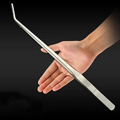 Utoolmart Aquarium Plant Tweezer, Stainless Steel Curved Tweezer, Aquarium Tweezers Extra Long 48cm, for Fish Tank Plant Aquascape Tools, Feeding Tongs - color: 1pcs, size: 48cm Curved