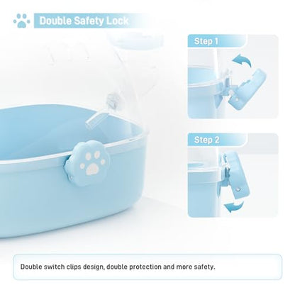 BUCATSTATE Small Animal Carrier Cage with Water Bottle, Portable Hamster Travel Carrier Carry Case 7.24" L*6.69 W *6.42" H for Small Pets, Gerbils, Mice, Dwarf Hamster (Blue) - color: Blue