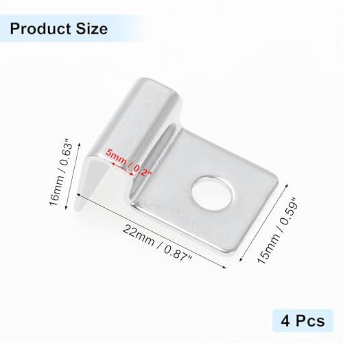4 Pcs Aquarium Lid Clips, 5mm Aquarium Cover Support Clamps, Aquarium Cover Holder Lid, Stainless Steel Aquarium Tank Cover Clamps Set, Silver Tone
