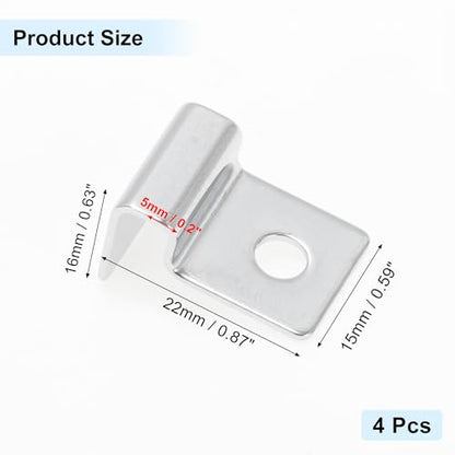 4 Pcs Aquarium Lid Clips, 5mm Aquarium Cover Support Clamps, Aquarium Cover Holder Lid, Stainless Steel Aquarium Tank Cover Clamps Set, Silver Tone
