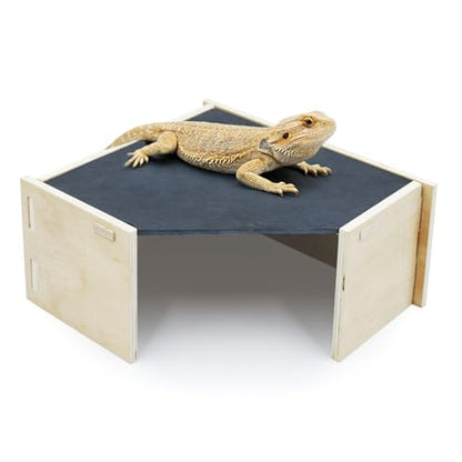 2-in-1 Bearded Dragon Basking Platform with Hideout, Slate Rocks for Reptiles with Base, Leopard Gecko Hides and Caves, Reptile Tank Accessories for Bearded Dragons, Geckos, Ball Pythons, Tortoise
