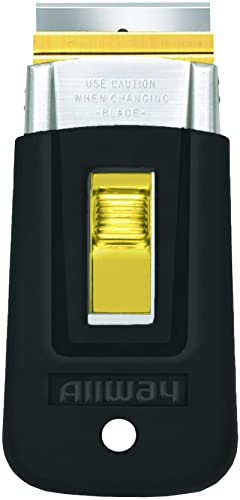 ALLWAY SGS Soft Grip Safety Glass Scraper with 5 Blades | Retractable Blade, Easy Blade Change